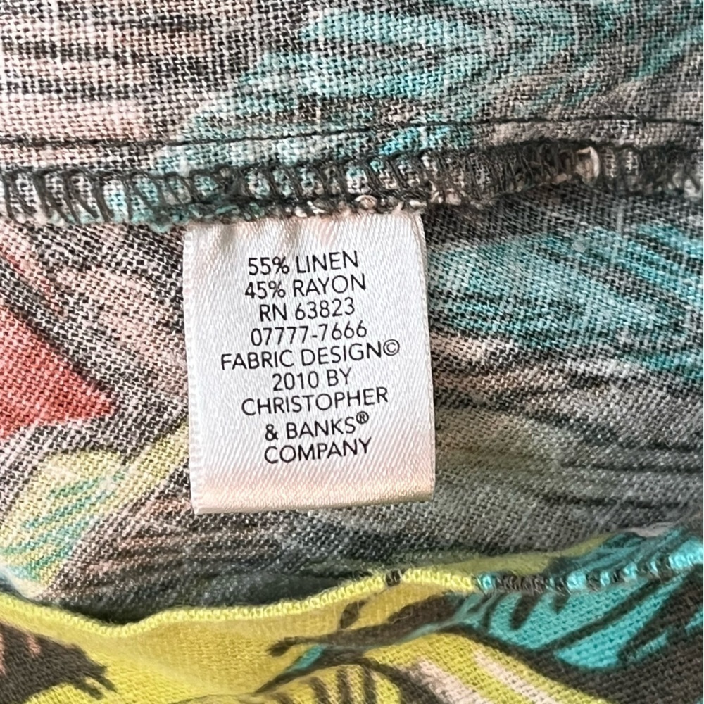 Nwt Christopher & Banks Linen Blend Tropical Print Side Zip Skirt, 12 Petite. — image 5 of 8